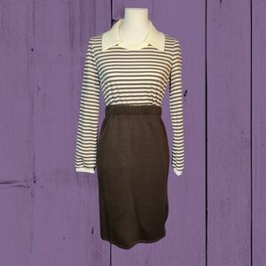 Vintage 1980s 80s brown knit midi pencil skirt NWT Small